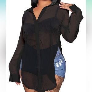 Sheer long sleeve blouse